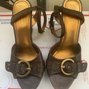 Coach Wedge Sandals w/ Ankle Strap
